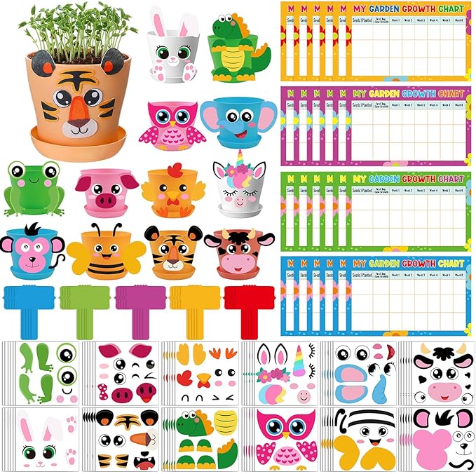 Capoda 24 Sets Garden Flower Pots Crafts Kit DIY Spring Plastic Seedling by Capoda