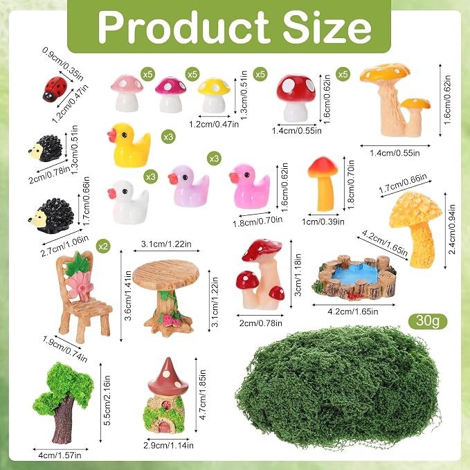 68 Pcs Fairy Garden Accessories Mini Resin Animals Figures Miniature Ducks - Image 2