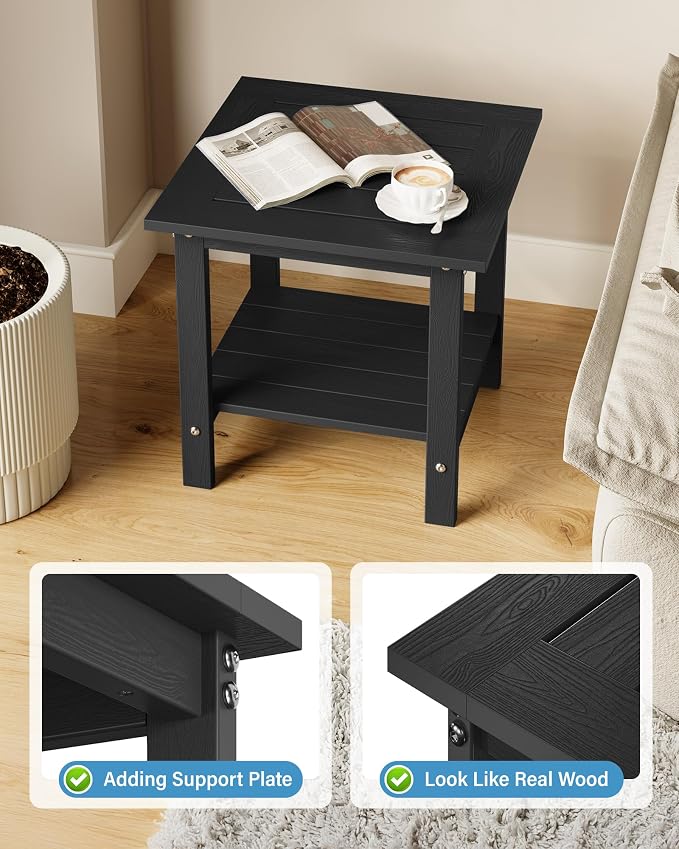 YEFU Outdoor Side Table for Patio: 16x16 in HIPS Square Outdoor End Table - Image 3