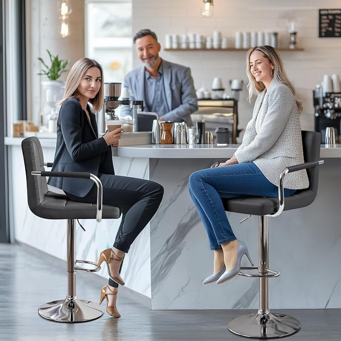 Yaheetech Bar Stools Set of 4, PU Leather Adjustable Barstools - Image 4