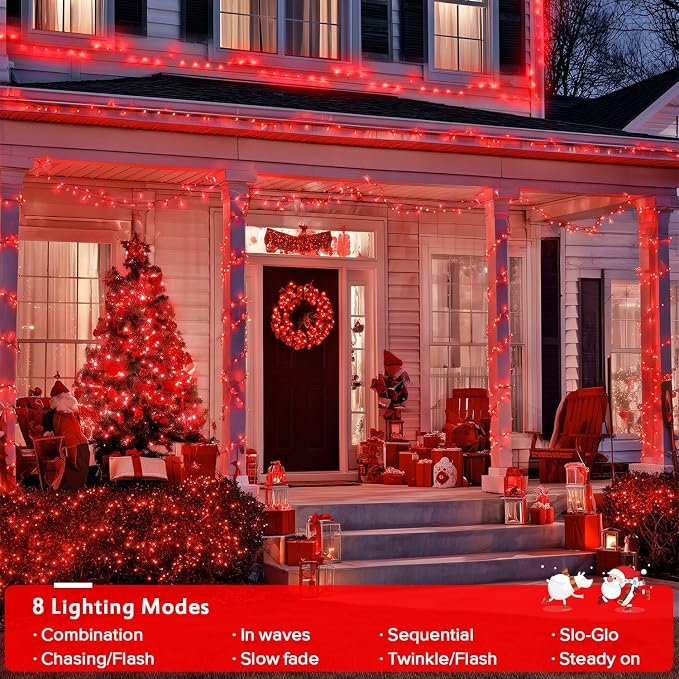 JMEXSUSS 150 LED Red Christmas Lights Indoor Outdoor Waterproof, Connectable 59 - Image 4