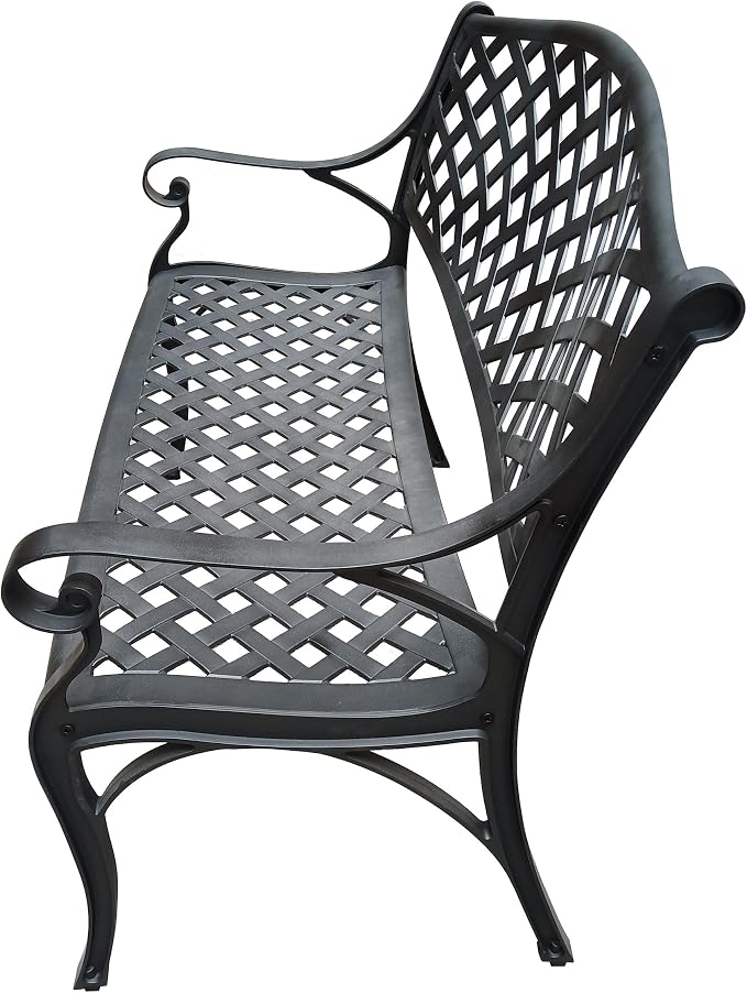 Oakland Living Outdoor Aluminum Modern Patio Bench Loveseat - Image 6