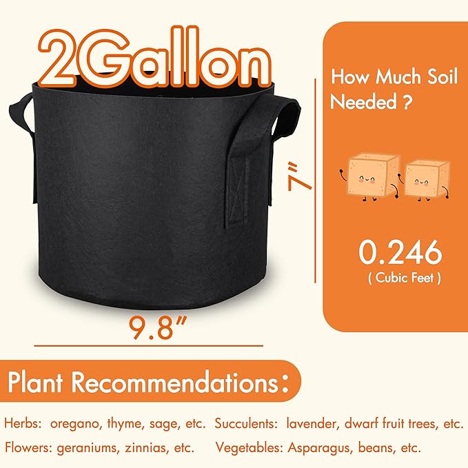 Gardzen 6-Pack 2 Gallon Grow Bags, Aeration Fabric Pots - Image 7