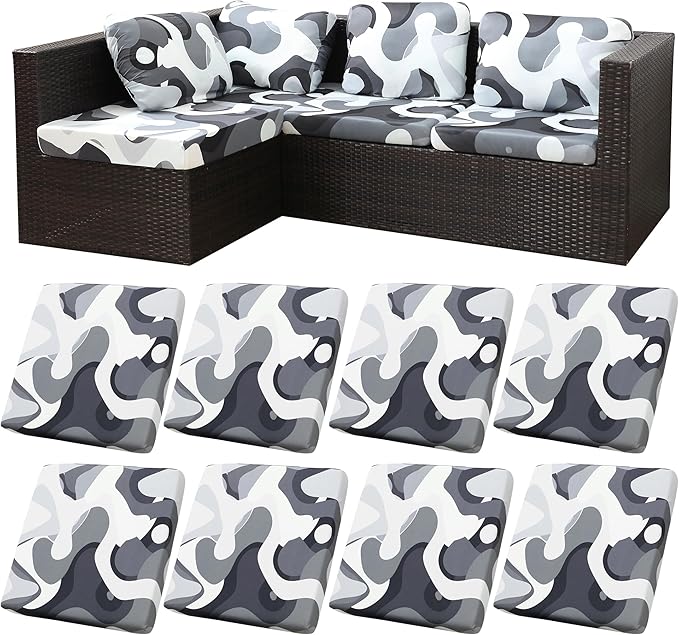 8Pcs Stretch Patio Cushion Covers, Outdoor Couch Covers Replacement, Outdoor by BIETYONE
