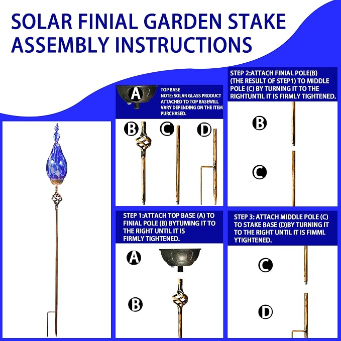 Solar Garden Lights Outdoor, Decorative LED Flame Garden Stakes, Hand Blown - Image 10