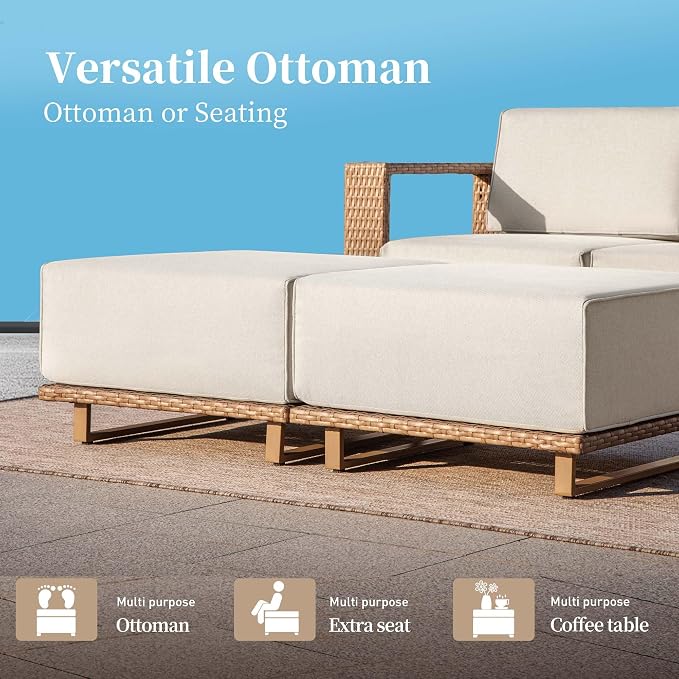 Sectional Outdoor Patio Furniture, U Shaped Rattan Wicker Sectional Sofa - Image 5