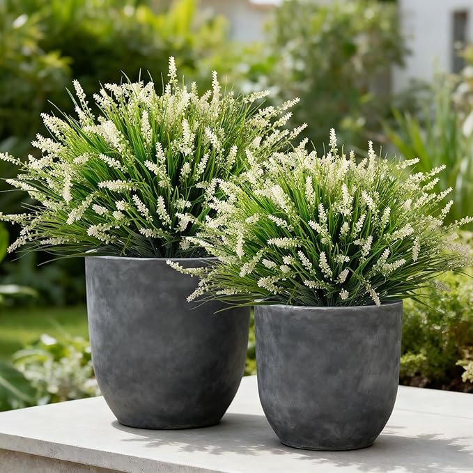 24 Pcs Artificial Faux Plants for Outdoor Spring Decoration, Fake Monkey Grass by Ammyoo