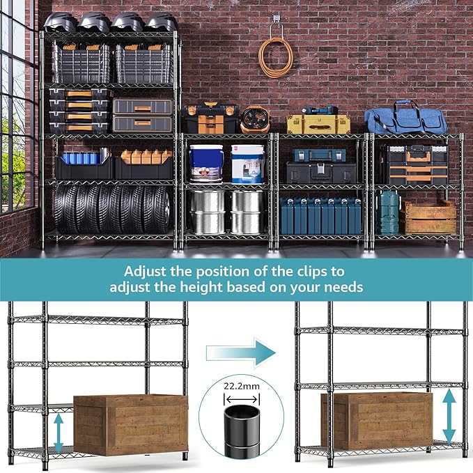 1750 lbs Steel Storage Shelving 5-Tier Utility Shelving Unit Steel Organizer - Image 4