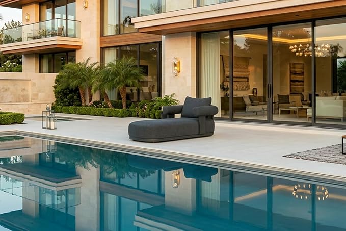 PURPLE LEAF Outdoor Chaise Lounge 1 Piece Chair Modern Aluminum Lounger Daybed by PURPLELEAF