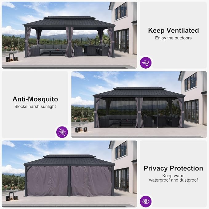 PURPLE LEAF 10' X 20' Permanent Hardtop Gazebo Aluminum Gazebo - Image 3