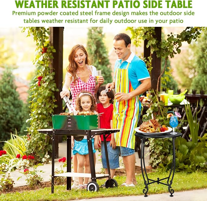 2 Pack 14 Inch Outdoor Side Table - Image 7