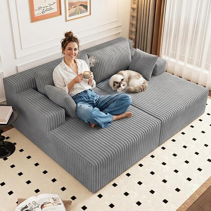 ODUWA Oversized Double Chaise Lounges Indoor, Upholstered Boneless Cloud - Image 6