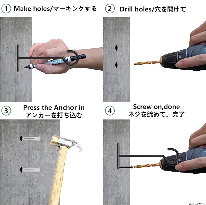 NACETURE Ceiling Hooks Heavy Duty 2 Pack - Image 3