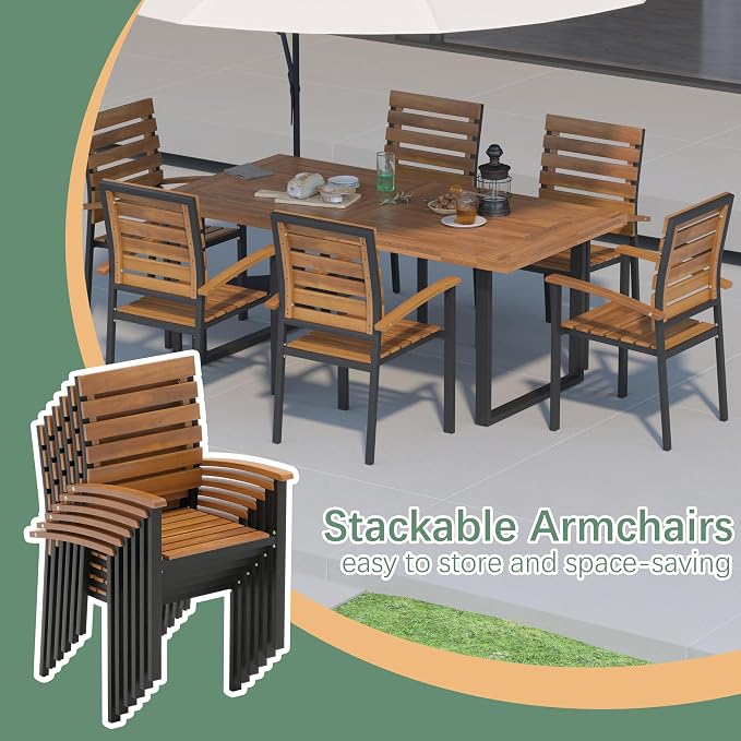 WiberWi 7 Piece Outdoor Dining Set - Image 4