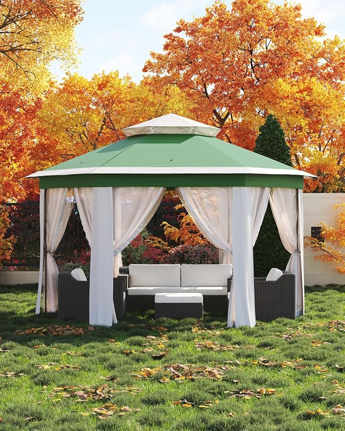 13'x13' Pop-Up Gazebo, Outdoor Hexagonal Patio Gazebo by GarveeLife
