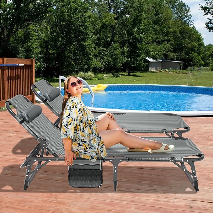 DoCred Heavy Duty Chaise Lounge Chair, Adjustable 5-Position Folding Chaise - Image 9