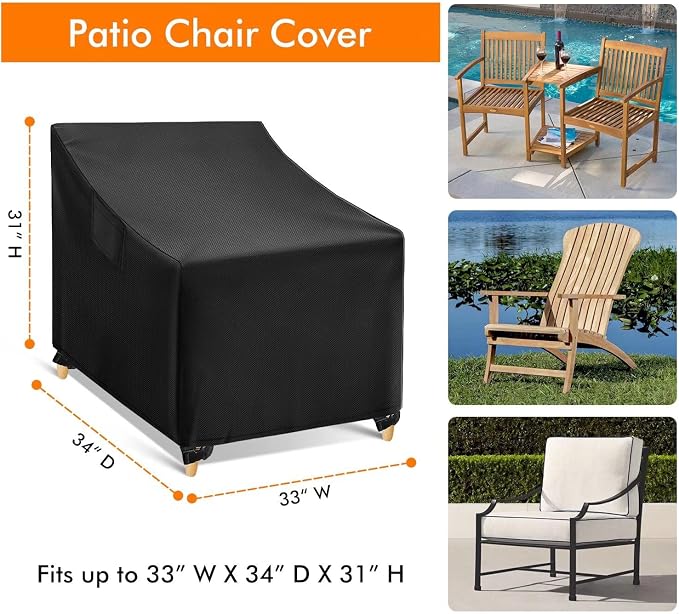 WLEAFJ Outdoor Chair Covers Waterproof, Heavy Duty Patio Lounge Deep Seat Cover - Image 2