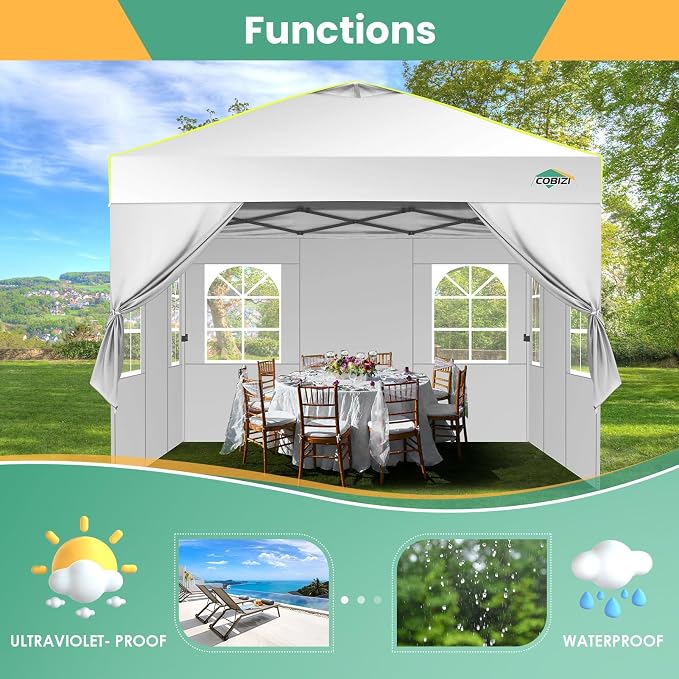 COBIZI 10x10 Pop Up Canopy Tent, Outdoor Party Tent - Image 5