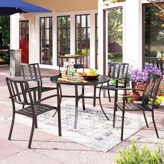 PHI VILLA 5 Piece Outdoor Dining Table Set - Image 6