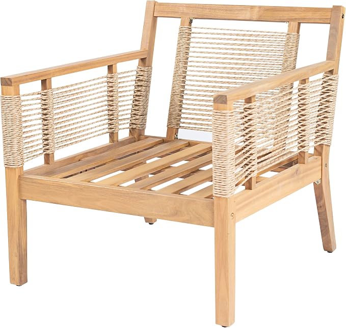 Acacia Wood Club Chairs Set of 2, Outdoor Patio Club Chairs - Image 6