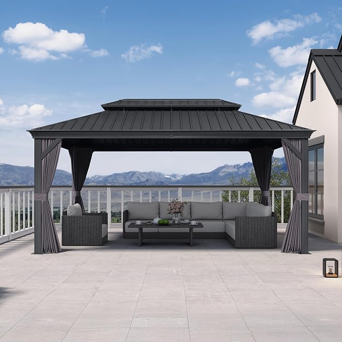 PURPLE LEAF 10' X 16' Hardtop Gazebo Aluminum Frame Gazebo by PURPLELEAF
