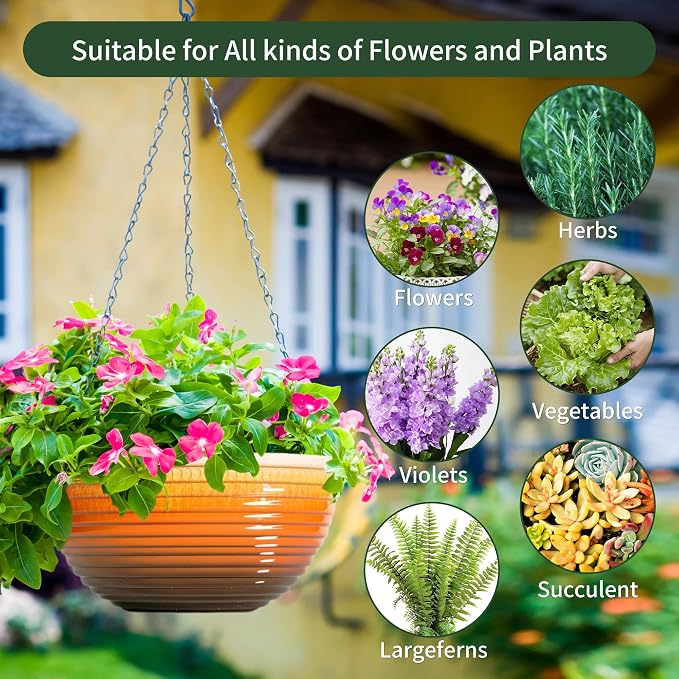 12 inch Hanging Planters for Indoor Outdoor Plants, 2 Pack Large Hanging Flower - Image 6