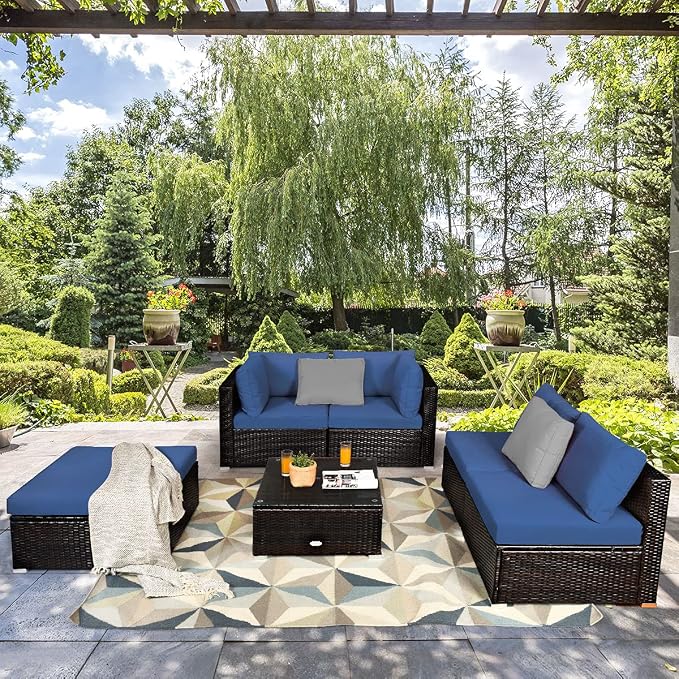 Tangkula 6 Piece Patio Furniture Set, Outdoor Deck Lawn Backyard Durable Steel - Image 4