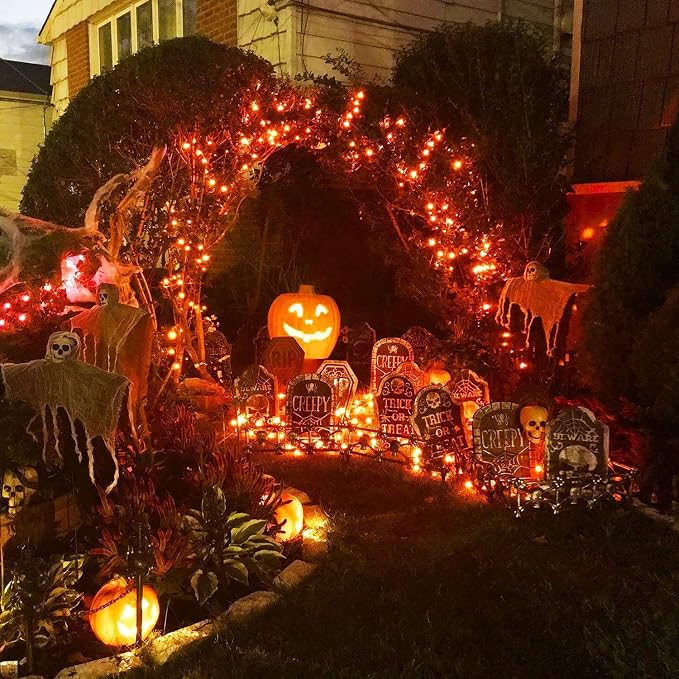 JMEXSUSS 4 Pack Solar Halloween Lights, Total 400 LED 132 FT Orange Solar - Image 7