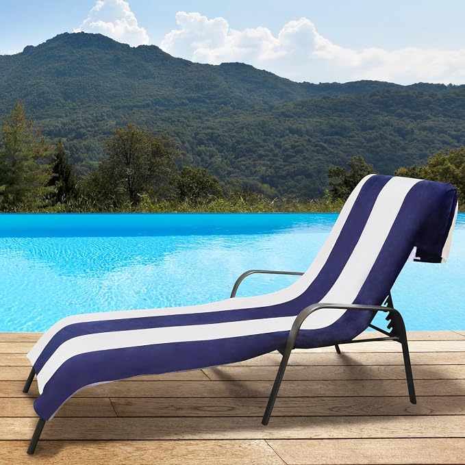 Superior Cabana Cotton Lounge Chair Cover, Outdoor Towel/Chaise Furniture Covers - Image 2