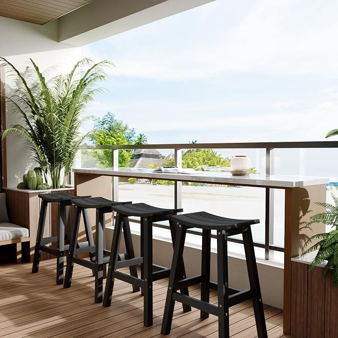 Stoog All-Weather Bar Stools Set of 4, Low Maintenance, - Image 7