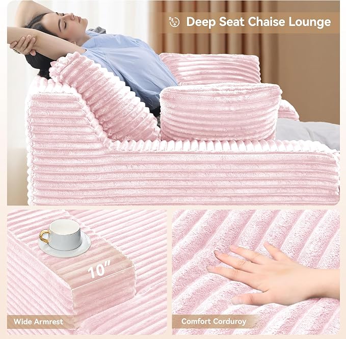 51'' Oversized Chaise Lounge Chair Indoor, Non-Assembly Deep Seat Sofa Bed - Image 4