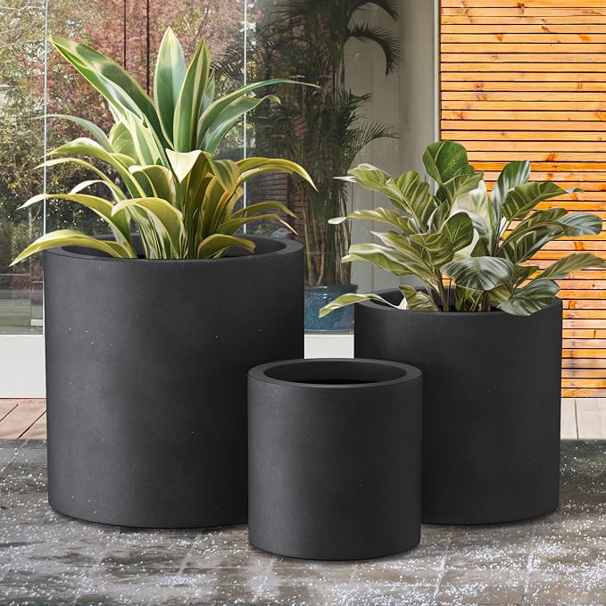 Kante 9.8", 15.7" Dia Round Concrete Planter Set of 3, Modern Style Large - Image 6