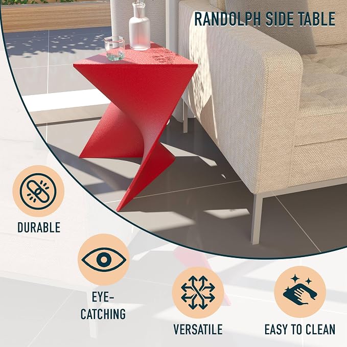 LeisureMod 15.75" Triangular Side Table, Stackable Plastic Accent End Table - Image 4