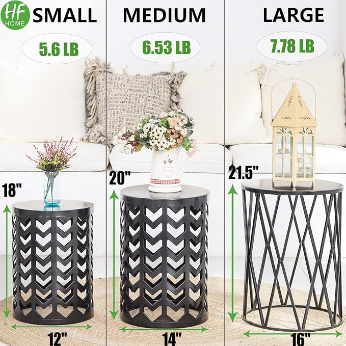 Nesting Round Metal Indoor Coffee End Tables - Image 2