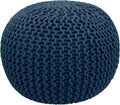 COTTON CRAFT - Hand Knitted Cable Style Dori Pouf - Blue - Floor Ottoman - by COTTONCRAFT