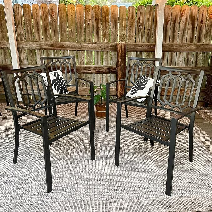 PHI VILLA 5-Piece Metal Patio Outdoor Table and Chairs Dining Set- 37" Square - Image 5