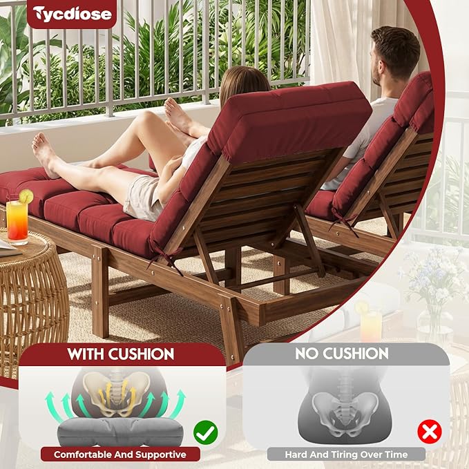 All Weather Chaise Lounge Cushions Outdoor 74.4 x 22 x 4 Inches Lounge Chair - Image 2