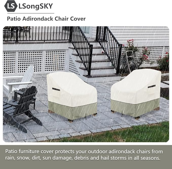Patio Adirondack Chair Cover 2 Pack, Waterproof Heavy Duty Outdoor Chair Covers - Image 5