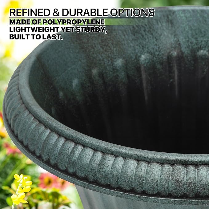 Magshion 20" Urn Planters for Outdoor Plants, Large Decorative Front Porch - Image 6