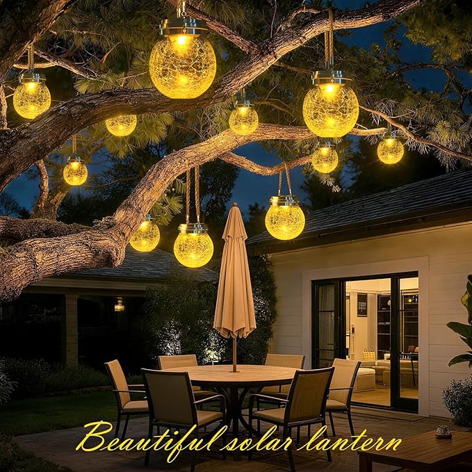 DBF Solar Lanterns Outdoor Waterproof, 4 Pack Hanging Solar Lights Outdoor - Image 2