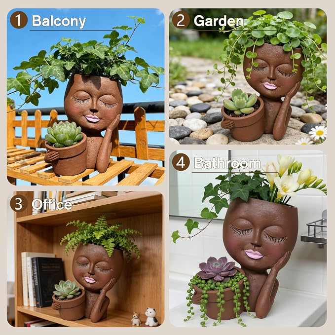 Face Double Plant Pot - Image 2