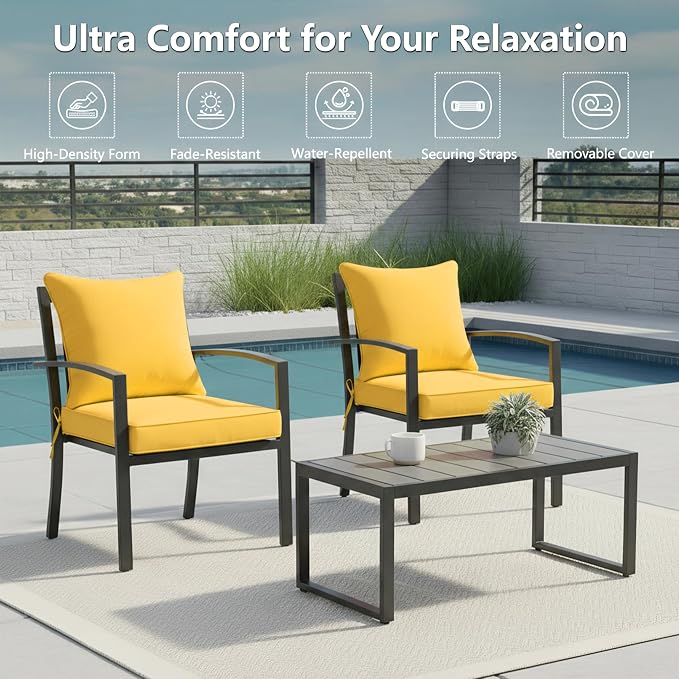 24x24 Inch Outdoor Chair Cushions Set of 2, Patio Furniture Cushions - Image 2