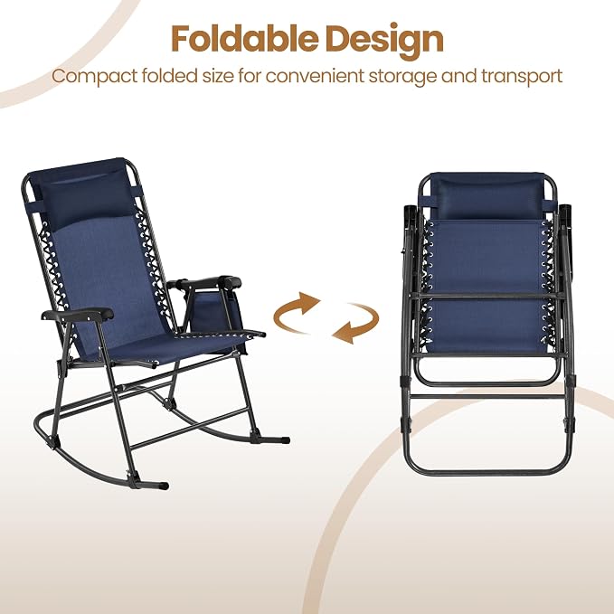 Yaheetech 26in Rocking Chair Outdoor Zero Gravity Folding Chairs Rocking Chairs - Image 8