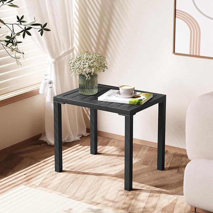 Crestlive Products Outdoor Side Table Set of 2, Aluminum Rectangular Side/End - Image 8