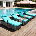 Outdoor Chaise Lounge with Adjustable Backrest Set of 4, 6-Position Reclining by ZZWHOM