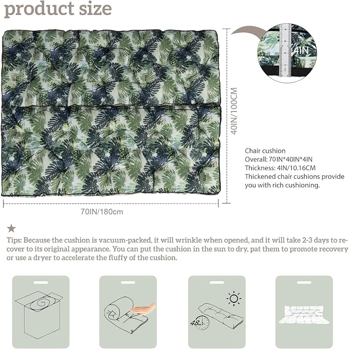 Outside Benches Cushion with Backrest, Thicken Waterproof Swing Cushions 2/3 - Image 3