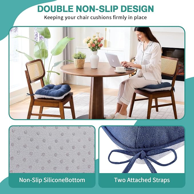BETU Chair Cushions for Dining Chairs Set of 6, 3.5" Thick Kitchen Table Chair - Image 2