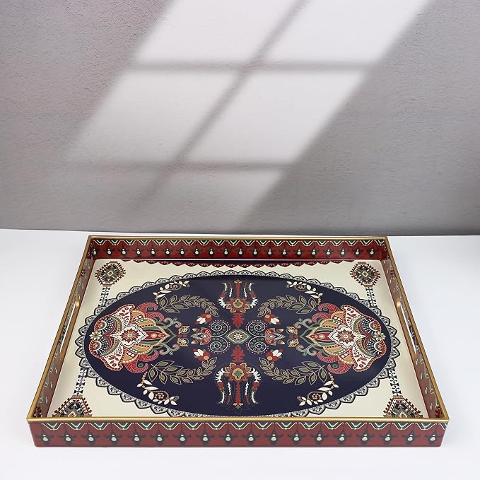 Spsyrine Plastic Serving Tray for Ottoman, Coffee Table, Rectangle Decorative - Image 5