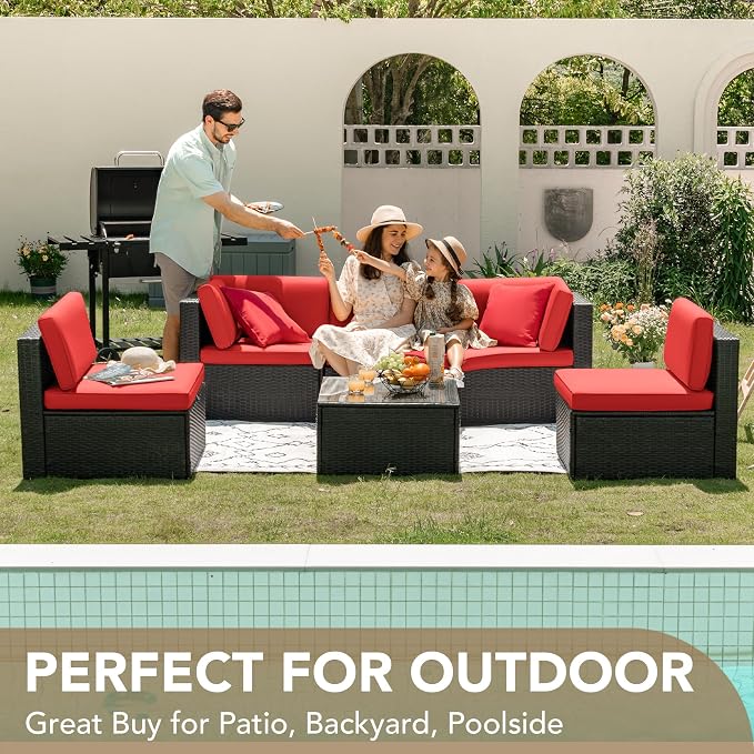 Devoko Patio Furniture Sets 6 Pieces Outdoor Sectional Rattan Sofa Manual - Image 2