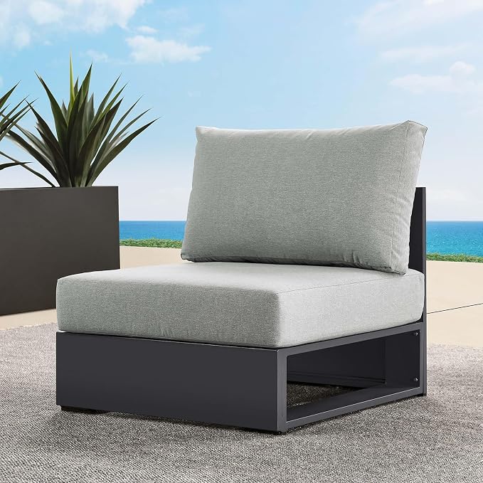 Modway Tahoe Aluminum Armless Patio Gray Modular Weather-Resistant - Image 2